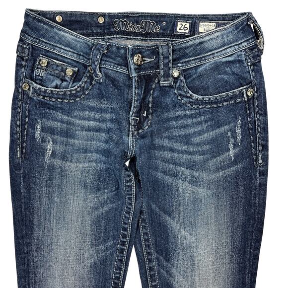 Miss Me Y2K Low-Rise Bootcut Jeans 26" Stretch Denim Flap Pockets Western Rodeo - Picture 4 of 15